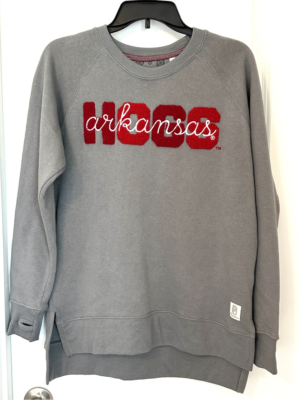 Pressbox by Royce Apparel Arkansas Hogs Gray Logo Fleece Crewneck Size Small